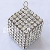 Zinc Alloy Rhinestone Pendants, Cube, plated, with rhinestone Approx 4.5mm 