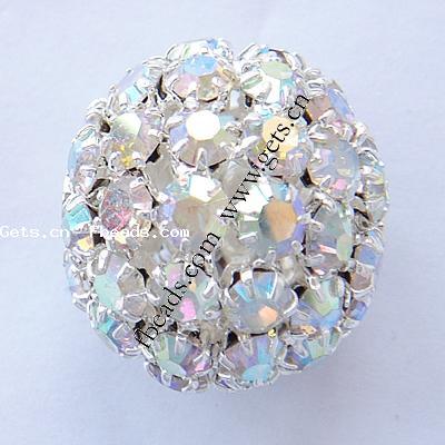 Bola Rhinestone Spacer, diamantes de imitación, con aleación de zinc, Esférico, chapado, más colores para la opción, 24mm, agujero:aproximado 5mm, Vendido por UD