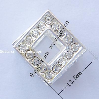 Strass Zinklegierung Perlen, Würfel, plattiert, keine, 13.5x13.5x13.5mm, Bohrung:ca. 5.5mm, verkauft von PC