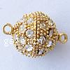 Brass Screw Clasp, Round, plated, with rhinestone & single-strand 12mm Approx 1.5mm 