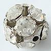 Boule strass Spacer, laiton, Rond, Placage, avec strass & creux, plus de couleurs à choisir, 6mm Environ 1mm, Vendu par PC