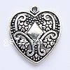 Zinc Alloy Heart Pendants, plated cadmium free Approx 1.5mm, Approx 