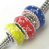 Enamel Zinc Alloy European Beads, Rondelle, plated, without troll & large hole 