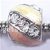 Émail Zinc Alloy European Beads, alliage de zinc, tambour, Placage, sans filetage & émail & avec strass & grand trou, plus de couleurs à choisir Environ 6.5mm, Vendu par PC