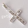 Cubic Zirconia Sterling Silver Pendants, 925 Sterling Silver, Cross, plated, with cubic zirconia Approx 