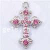 Zinc Alloy Cross Pendants, plated, Customized & with rhinestone 