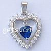 Pendentifs en laiton zircon cubique (CZ), coeur, facettes Environ 4.5mm, Vendu par PC