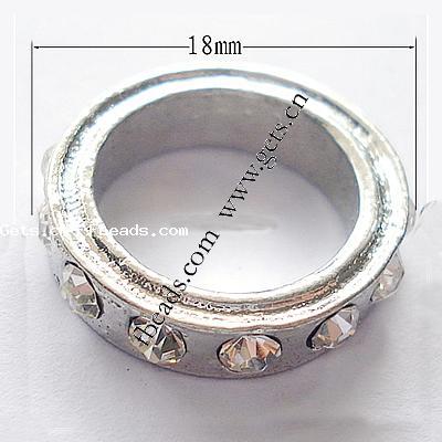 Donut Rhinestone Spacer, diamantes de imitación, con aleación de zinc, Redondo aplanado, chapado, con diamantes de imitación de Mideast, más colores para la opción, libre de níquel, plomo & cadmio, Grado AA, 18x18x4mm, Vendido por UD