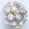 Rhinestone Zinc Alloy Beads, Resin Rhinestone, with Zinc Alloy, Round, plated, with Mideast rhinestone cadmium free, 14mm 