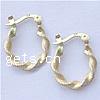 Brass Hoop Earring, plated, twist 