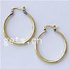 Brass Hoop Earring, Donut, plated 