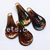 Lampwork Pendants, Teardrop, handmade, gold sand 60-62mm,33-35mm Approx 8mm 