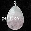 Pendentifs quartz naturel, quartz rose, avec laiton, larme, facettes Environ 2mm, Vendu par PC