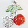 Zinc Alloy Enamel Pendants, Cherry, platinum color plated, with rhinestone, nickel, lead & cadmium free Approx 3mm 