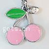 Zinc Alloy Enamel Pendants, Cherry, platinum color plated, with rhinestone, nickel, lead & cadmium free Approx 1.5mm 