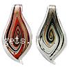 Lampwork Pendants, Leaf, handmade, gold sand & silver foil Approx 8mm 