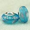 Lampwork Glass Plating Silver Double Core Beads, Rondelle, Hole:Approx 5MM, Sold by PC