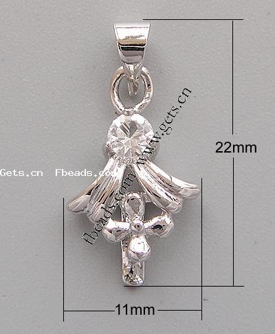 Messing Anhängerschlaufe, Blume, plattiert, mit Strass von Klasse A, keine, 22x11mm, Bohrung:ca. 4mm, verkauft von PC