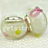 Lampwork Glass Plating Silver Double Core Beads, Rondelle, Hole:Approx 5MM, Sold by PC