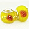 Lampwork Glass Plating Silver Double Core Beads, Rondelle, Hole:Approx 5MM, Sold by PC