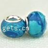 Lampwork Glass Plating Silver Double Core Beads, Rondelle, Hole:Approx 5MM, Sold by PC