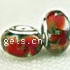 Lampwork Glass Plating Silver Double Core Beads, Rondelle, Hole:Approx 5MM, Sold by PC