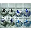 Lampwork Pendants, Heart, handmade, silver foil, mixed colors, Box 