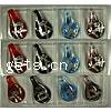 Lampwork Pendants, Teardrop, handmade, silver foil, mixed colors, Box 