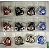 Lampwork Pendants, Heart, handmade, silver foil, mixed colors, Box 