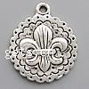 Zinc Alloy Flat Round Pendants, Flower, plated nickel, lead & cadmium free Approx 2mm 