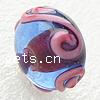 Raffinierte Glasperlen, Lampwork, Rondell, mit Blumenmuster & uneben, 9x15mm, Bohrung:ca. 2.5mm, verkauft von PC