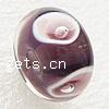 Raffinierte Glasperlen, Lampwork, Rondell, mit Blumenmuster, 7.5x13.5mm, Bohrung:ca. 3mm, verkauft von PC