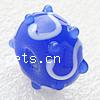 Raffinierte Glasperlen, Lampwork, Rondell, mit Blumenmuster & mit Muster von runden Punkten & uneben, blau, 7.5x13mm, Bohrung:ca. 3mm, verkauft von PC