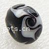 Raffinierte Glasperlen, Lampwork, Rondell, mit Blumenmuster, 9x13mm, Bohrung:ca. 3mm, verkauft von PC