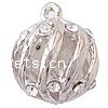 Zinc Alloy Rhinestone Pendants, Round, plated, with rhinestone & hollow nickel, lead & cadmium free, 15mm Approx 2mm 