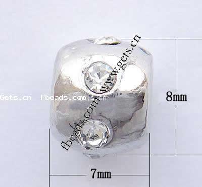 grano Europeo de aleación Zinc con diamante, aleación de zinc, Tambor, chapado, sin rosca & con diamantes de imitación, más colores para la opción, libre de níquel, plomo & cadmio, 8x7mm, agujero:aproximado 3mm, Vendido por UD