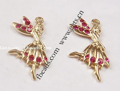 Czechic Rhinestone подвески, Кристаллы, с цинковый сплав, Фея, Другое покрытие, со стразами, Много цветов для выбора, 20x32mm, продается PC