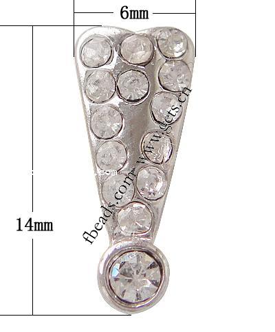 clip de pince en laiton, Placage, avec strass, plus de couleurs à choisir, 14x6mm, 500PC/sac, Vendu par sac