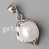 Kultivierte Perlen Sterling Silber Anhänger, 925 Sterling Silber, mit Perlen, Tropfen, platiniert, 17x11x9.5mm, Bohrung:ca. 6x4mm, verkauft von PC