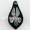 Pendentifs Murano fleur intérieur, chalumeau, feuille, fleur intérieure, noire Environ 6mm, Vendu par PC