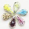 Pendentifs Murano fleur intérieur, chalumeau, feuille, sable d'or & fleur intérieure, plus de couleurs à choisir Environ 7mm, Vendu par PC