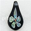 Inner Flower Lampwork Pendants, Teardrop Approx 6mm 