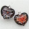 Inner Flower Lampwork Pendants, Heart, gold sand Approx 7mm 