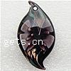 Inner Flower Lampwork Pendants, Leaf, gold sand, black Approx 2mm 