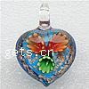 Inner Flower Lampwork Pendants, Heart, gold sand Approx 8mm 