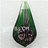 Colgantes de cristal de flor interior, Cristal de murano, Hoja, arena dorada, 48x27x12mm, agujero:aproximado 5mm, Vendido por UD