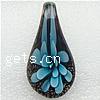 Colgantes de cristal de flor interior, Cristal de murano, Gota, arena dorada, azul, 56x29x11mm, agujero:aproximado 8mm, Vendido por UD