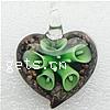 Pendentifs Murano fleur intérieur, chalumeau, coeur, sable d'or & fleur intérieure, vert Environ 8mm, Vendu par PC