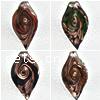 Lampwork Pendants, Leaf, handmade, gold sand Approx 9mm 