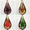 Inner Flower Lampwork Pendants, Leaf, gold sand Approx 7mm 